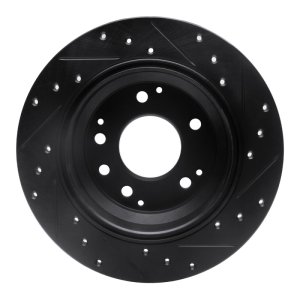 Acura RL Brake Rotor (1) - Rear Left - R1 Concepts - Drilled & Slotted - Black - `99-`01